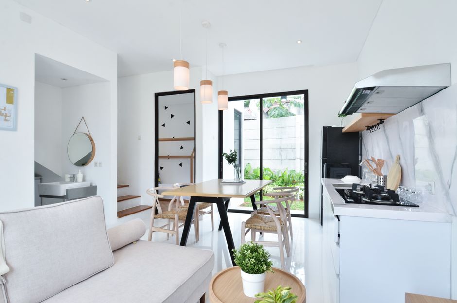 Rustig zen-theehuis met Scandinavisch design. Rustig zen-theehuis met Scandinavisch design.